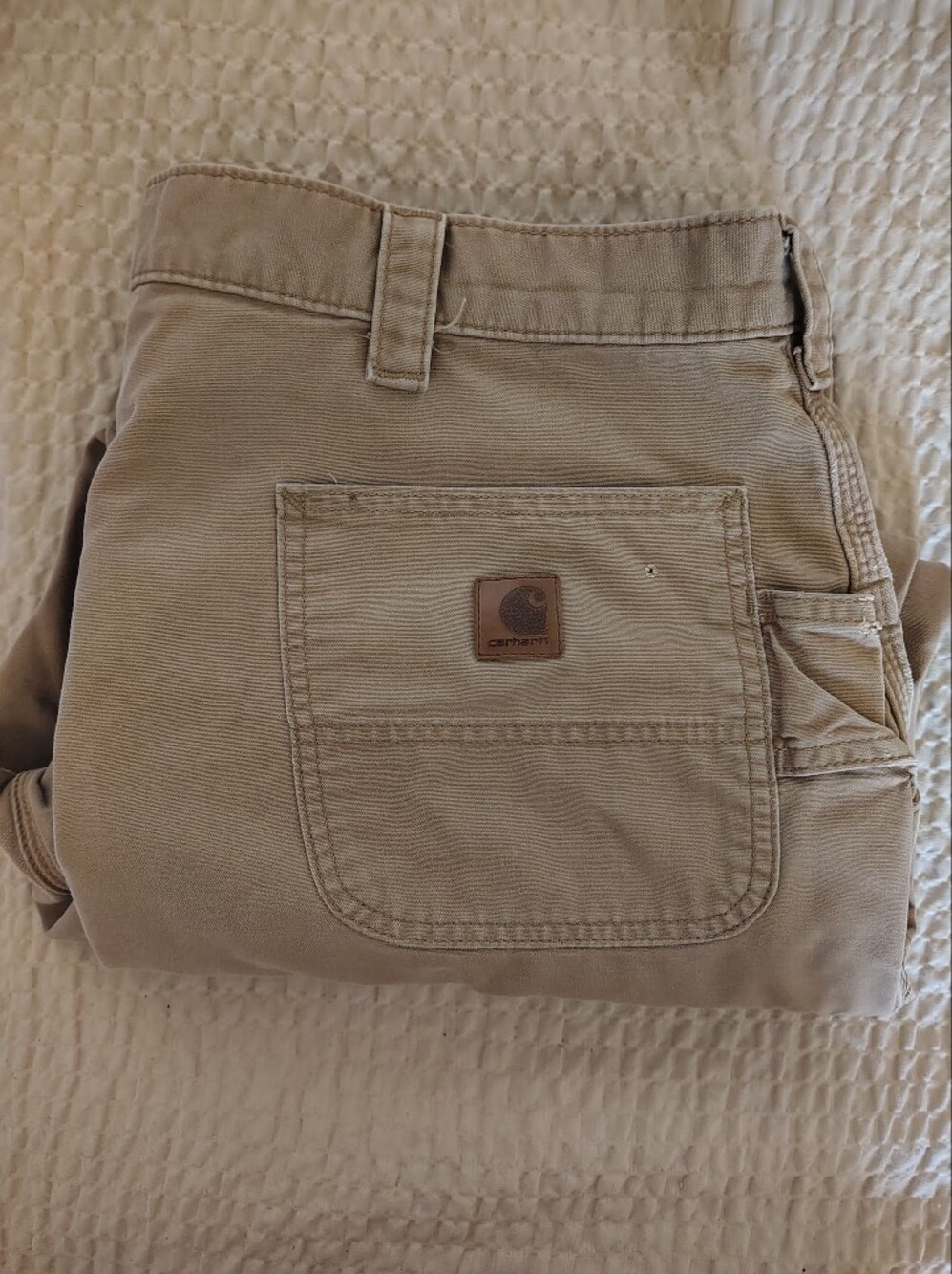Carhartt B12 Canvas Work Dungaree Carpenter Pants Tan Khaki 44x30
